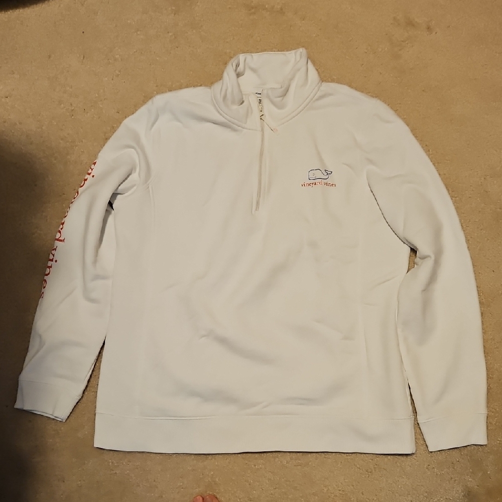 Vineyard Vines White Quarter-Zip Pullover